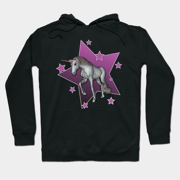 Purple Unicorn Stars Hoodie by AlondraHanley